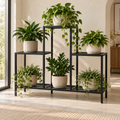 Moss Open Grid Plant Rack — generated design visualization; pots and plants are styling props