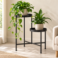 Olive Double Pedestal Stand — generated design visualization; pots and plants are styling props