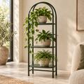 Sage Arch Plant Stand — generated design visualization; pots and plants are styling props